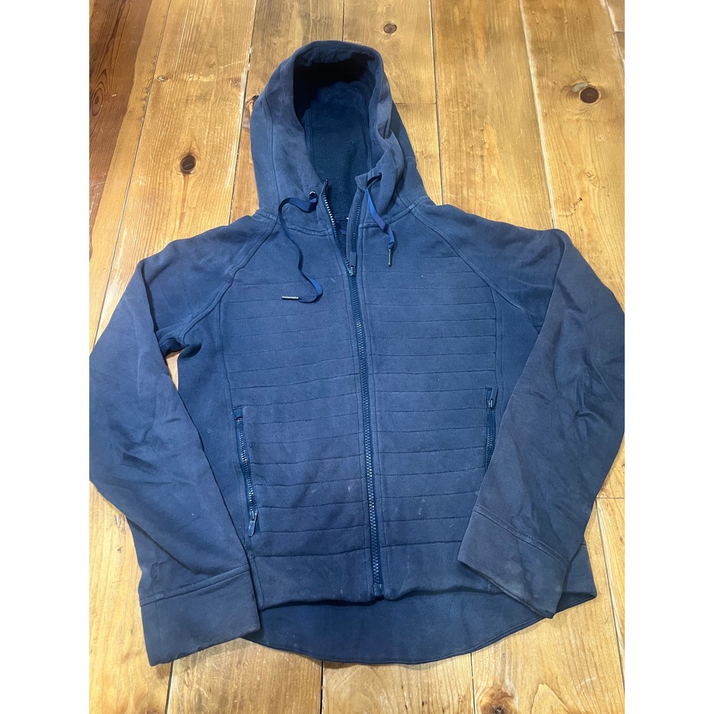 Lululemon Scuba Hoodie Navy Blue Quilted Full Zip Fleece Sweatshirt Mens Small